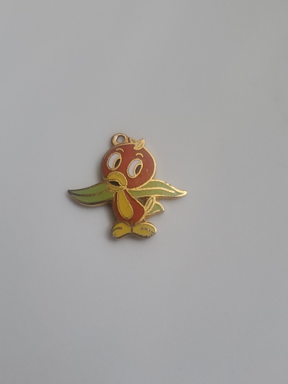 VTG 1970s Disney Orange Bird Enamel Charm Pendant Walt Disney Productions Rare